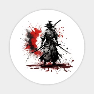 Inked Warrior Samurai Splatter Art Magnet
